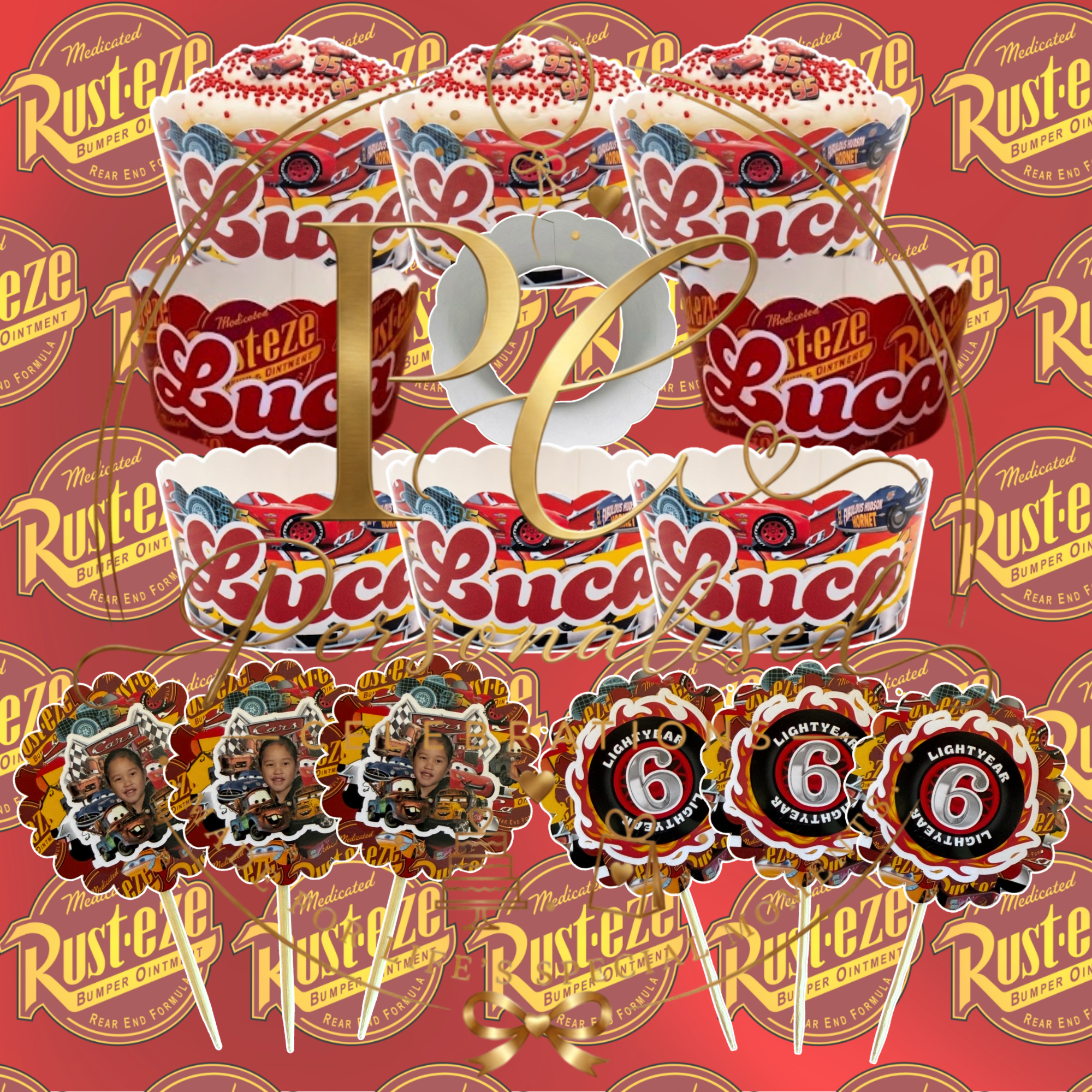 Personalised Cup Cake Wrapper and Topper 12 pack